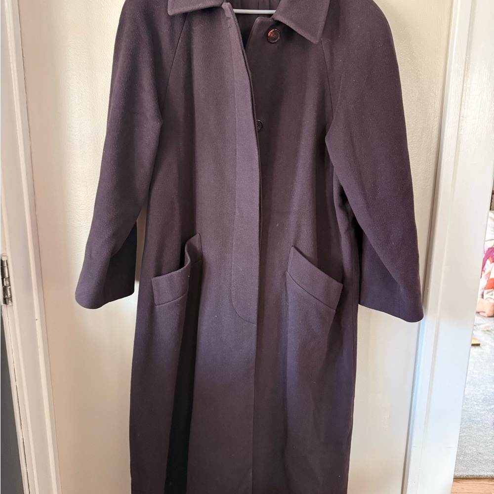 Jones New York Deep Purple 100% Wool Trench Coat